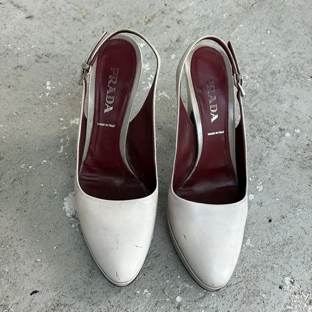Prada Patent leather platform slingbacks